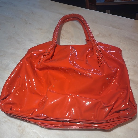 Salvatore Ferragamo orange patent leather satchel. Gently used. - Picture 3 of 12